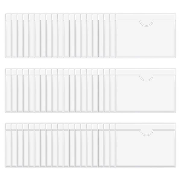 60Pcs Self-Adhesive Label Holder Card Pockets Label Holder Clear Library Ca