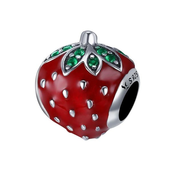 Cosmic 925 Silver Charm - Strawberry Fruit Pendant - For Charm Bracelet