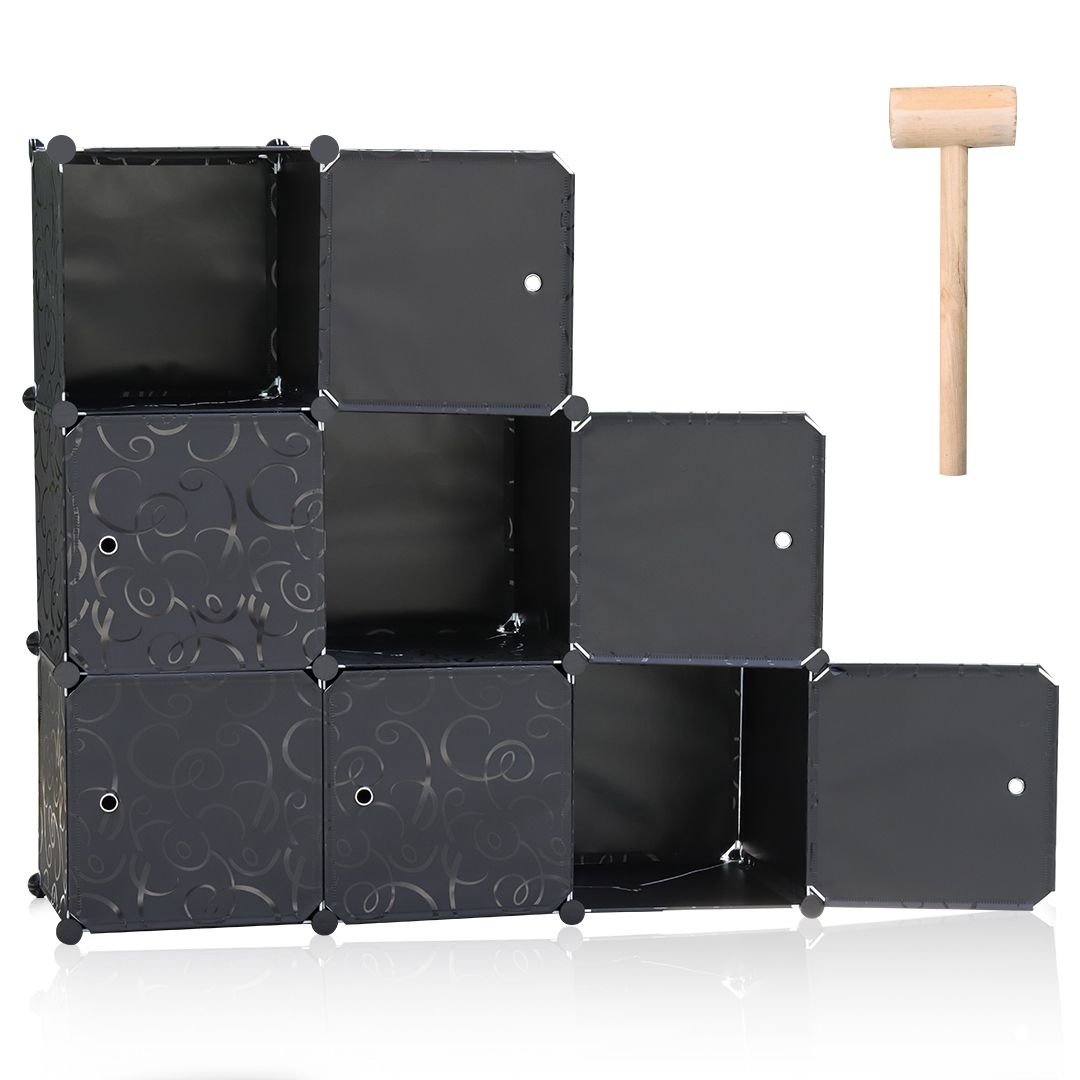 Storage Cube Organiser with Door Plastic Closet (Set of 6