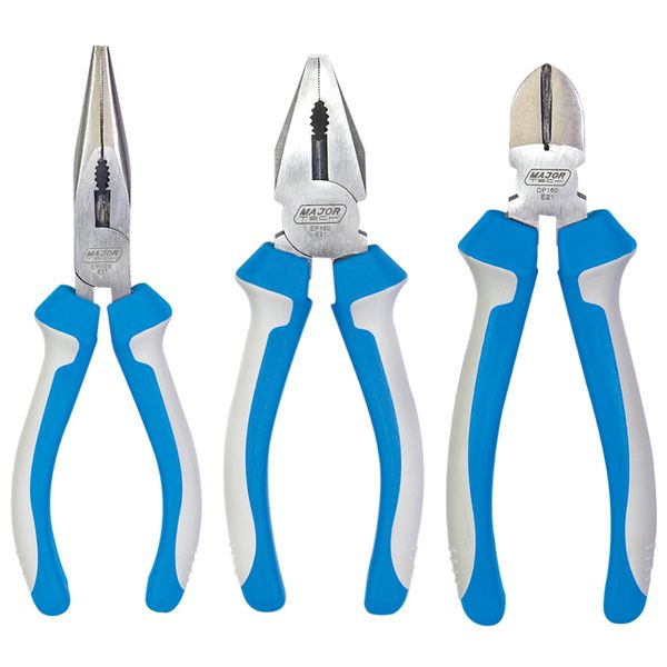 Major Tech 6 Inch Plier and Cutter Set, 3 Piece (EPSET160)