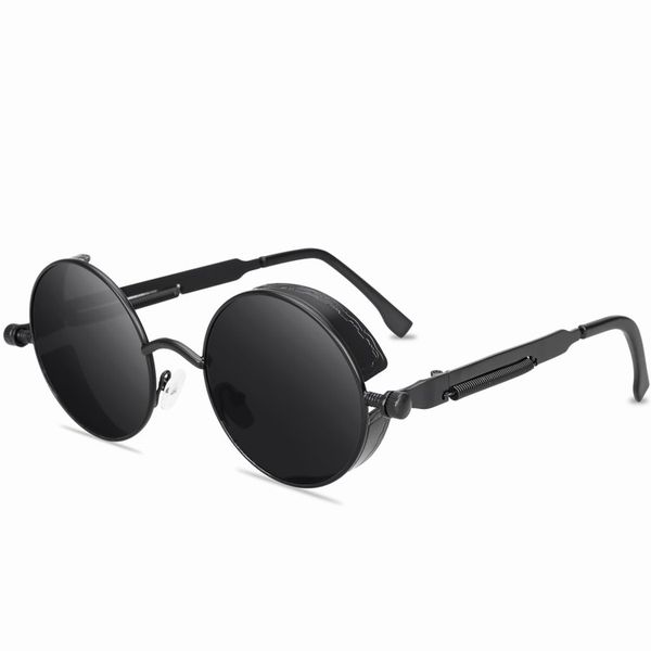 Round Metal Frame Sunglasses - Black &amp; Silver