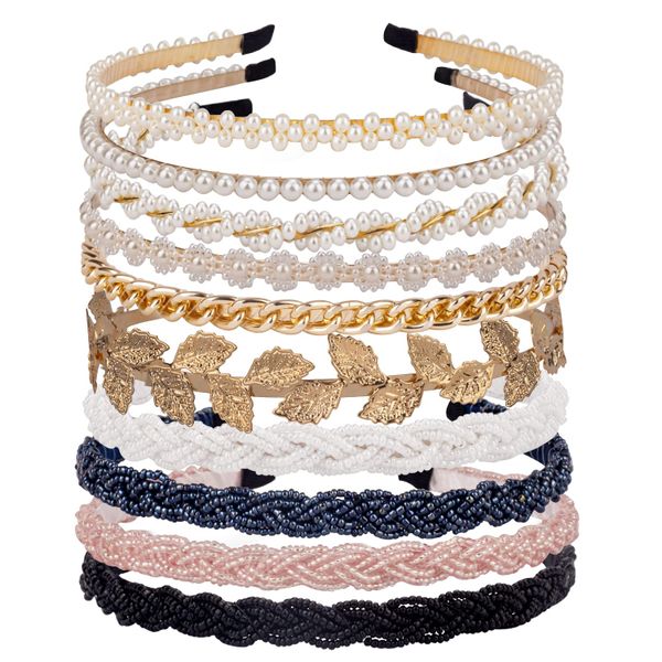 Pearl Beaded Non Slip Headbands Fashion Hair Bands for Women &amp; Girls