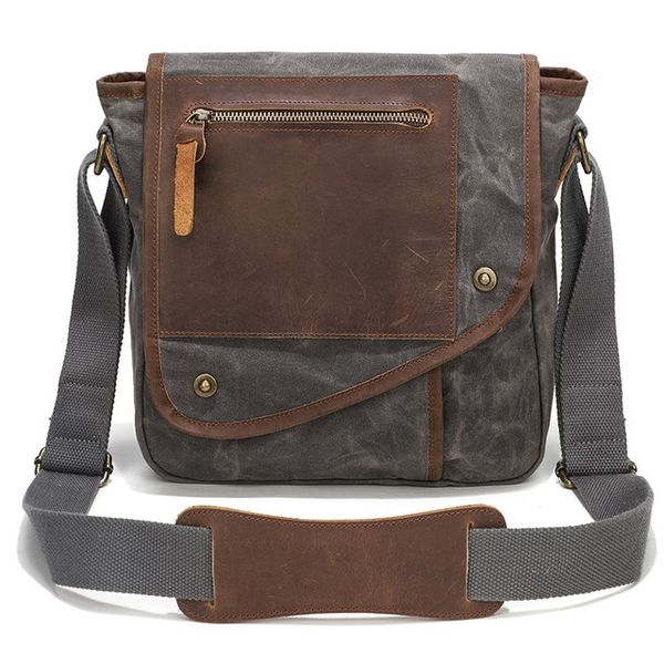 Canvas Waterproof Crossbody Shoulder Bag-Gray