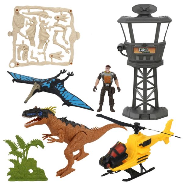 TEETO TOYS Dinosaur and Helicopter Playset - Pretend Play for Toddlers - Toys for Boys