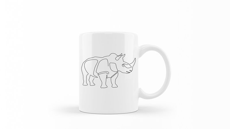 Designer Line Art Coffee Mug - Rhino