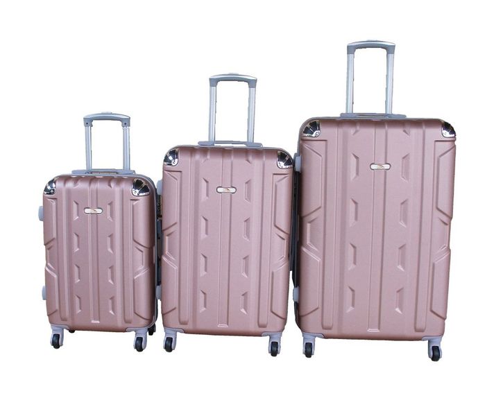 3-Piece Rose Gold ABS Hard-Shell Luggage Set with Spinner Wheels