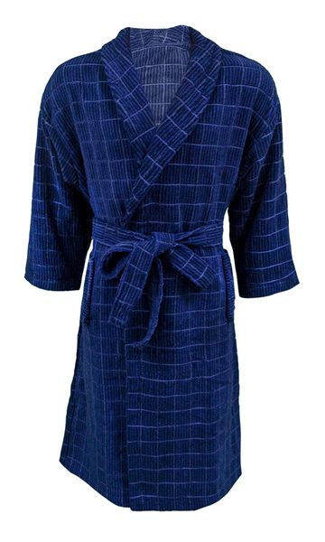 Bathrobe - Terry - Shawl Collar - Checkered Blue - 05 Piece Pack