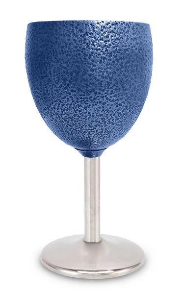 Stainless Steel Wine Glass Blue Hammertone - 200ML