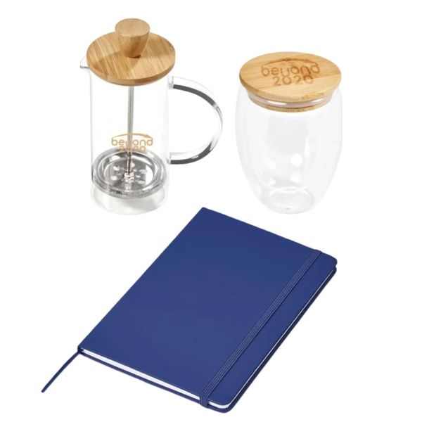 Beyond 2020 Glass/Bamboo Coffee &amp; A5 Notebook Combo