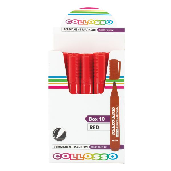 Collosso Permanent Marker Bullet Point Red - Box of 10