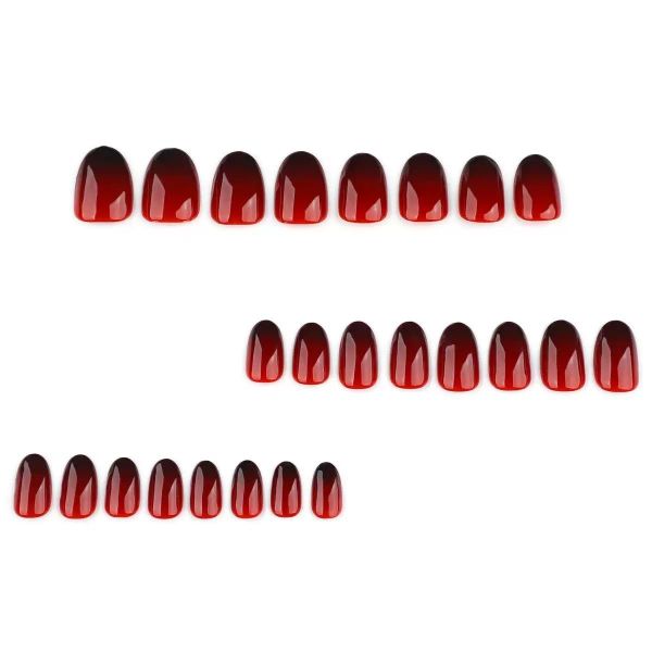 Red Minimalist Solid Color Short Nail Art False Nails