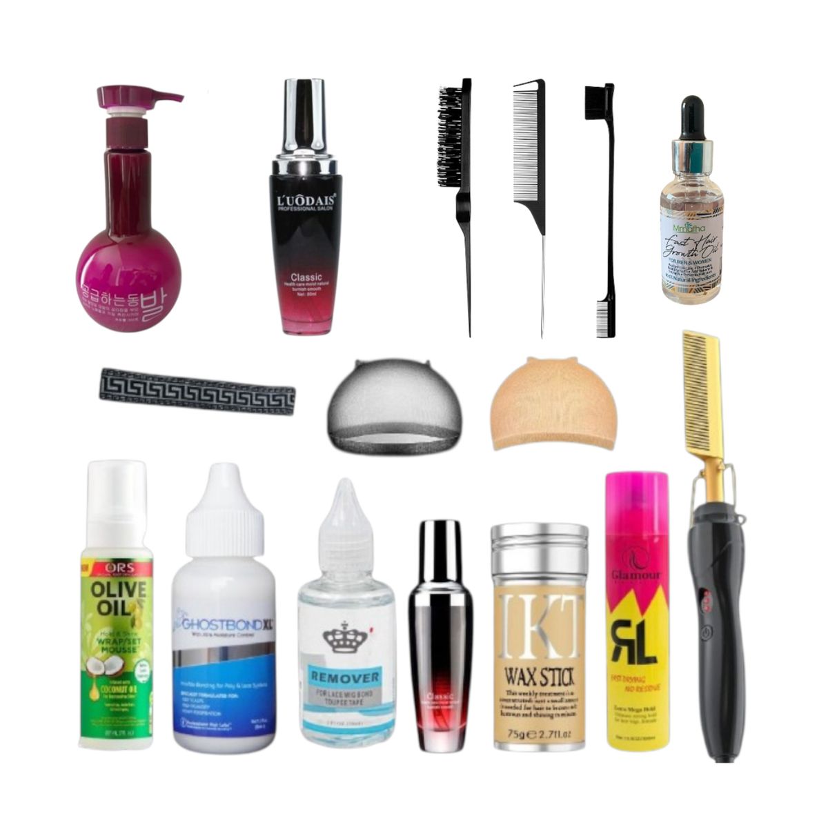 Complete Hot Comb Set Brazilian Wig Installation & Maintenance & Hair Oil