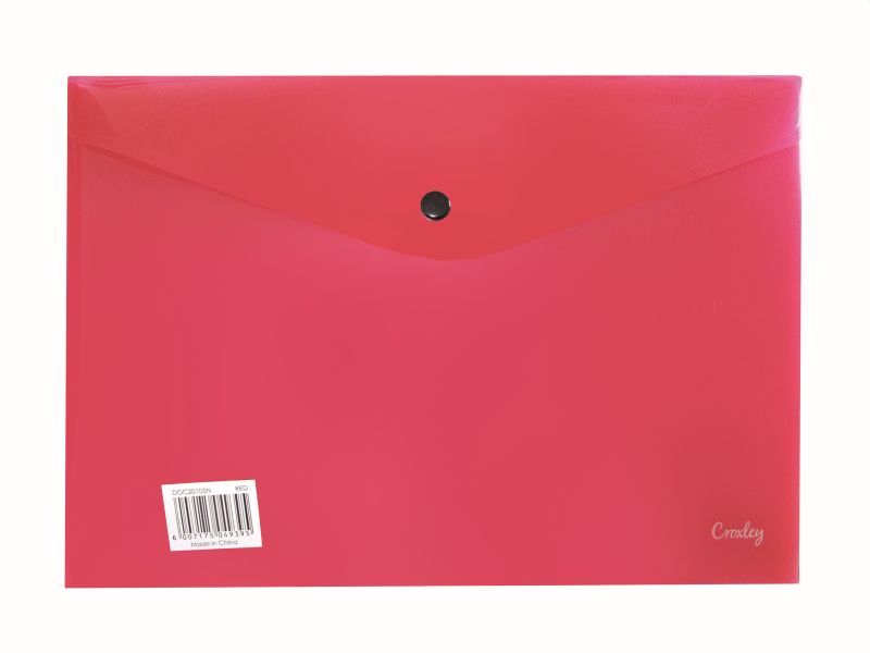 Croxley A4 Document Envelope with Button - Red (Pack of 12)