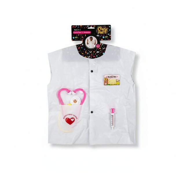 Crazy Party Nurse Costume Set with Dress, Lab Coat and Accessories