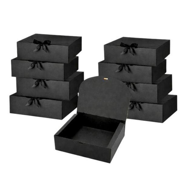 10-Piece Premium Gift Box Set with Satin Bows - Matte BlackRigid