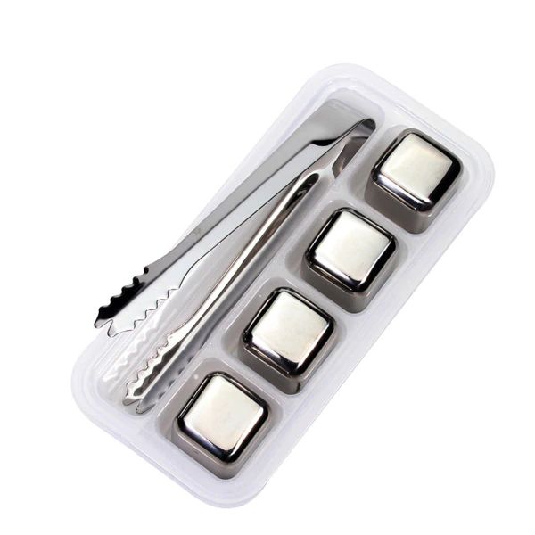 4Pcs Square Stainless Steel Chiller Stones