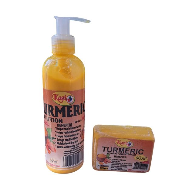 250ml Kazi Turmeric Body Lotion and 100g Kazi Turmeric Soap