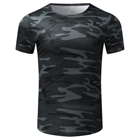 Camo Muscle T-Shirt Fitted Lightweight Snug Slim Fit Gym Workout