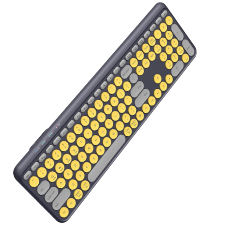 JMMO - K202 - Wireless Dual Mode Bluetooth Keyboard - Grey & Yellow Image