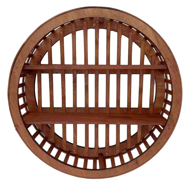 Decor Two-Tier Wall Mounted Wooden Round Display Shelf - 38cm