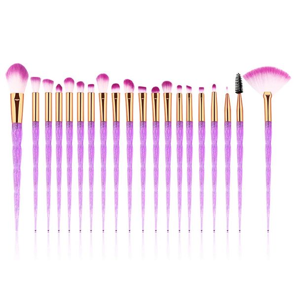 20 Piece Facial Make Up Synthetic Bristles Brush Set - Translucent Purple