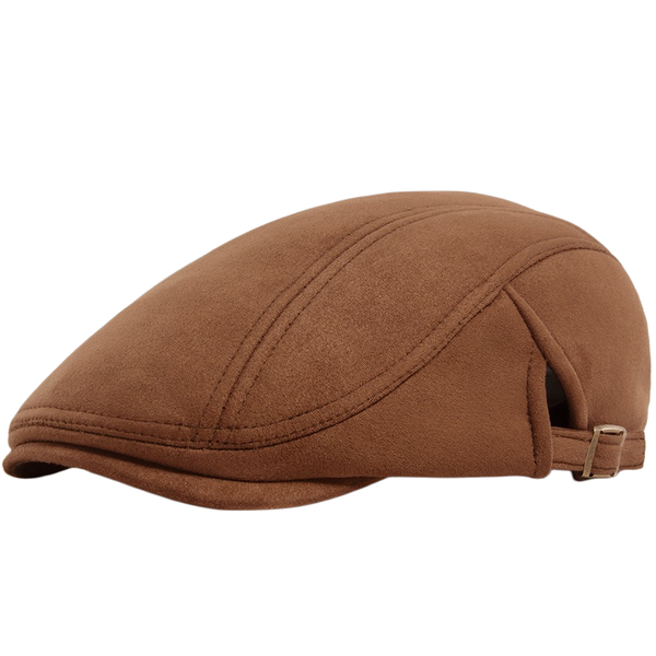 Retro Suede Flat Cap British Style Beret Hat for Men &amp; Women Adjustable