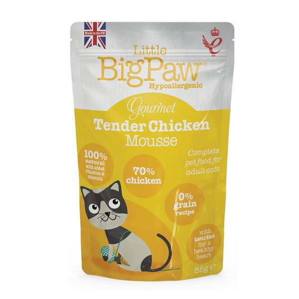 Little Big Paw Gourmet Tender Chicken Mousse Wet Cat Food -12 x 85g Pouches