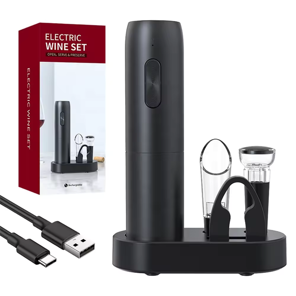 Battery Operated 5-in-1 Electric Wine Opener Set- Open, Serve &amp; Preserve