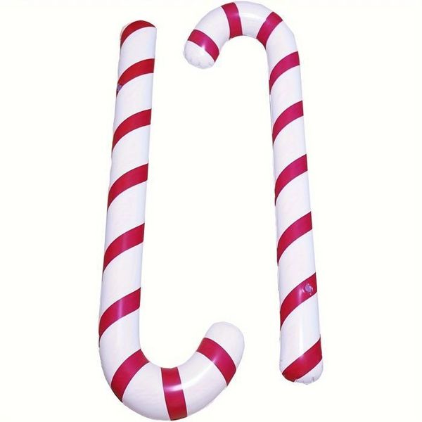 2 Giant Red &amp; White Striped Inflatable Candy Canes