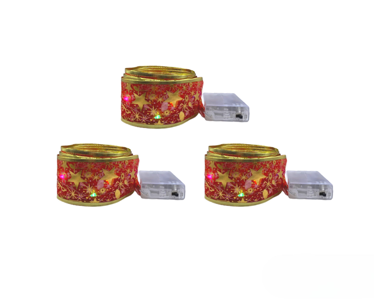 Ribbon With Multicolor LED Lights Flashing - 5M -Red (Set Of 3)