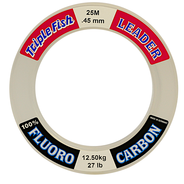Triple Fish Fluorocarbon Fishing line .45MM 27LB/12.5KG, Colour White, 25M Spool