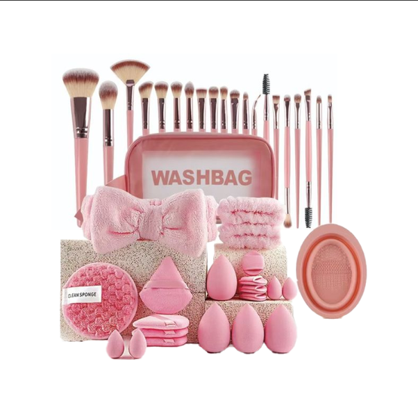 42Piece Professional Beauty Tool Combo Set: Complete Face Washing &amp; Makeup Kit