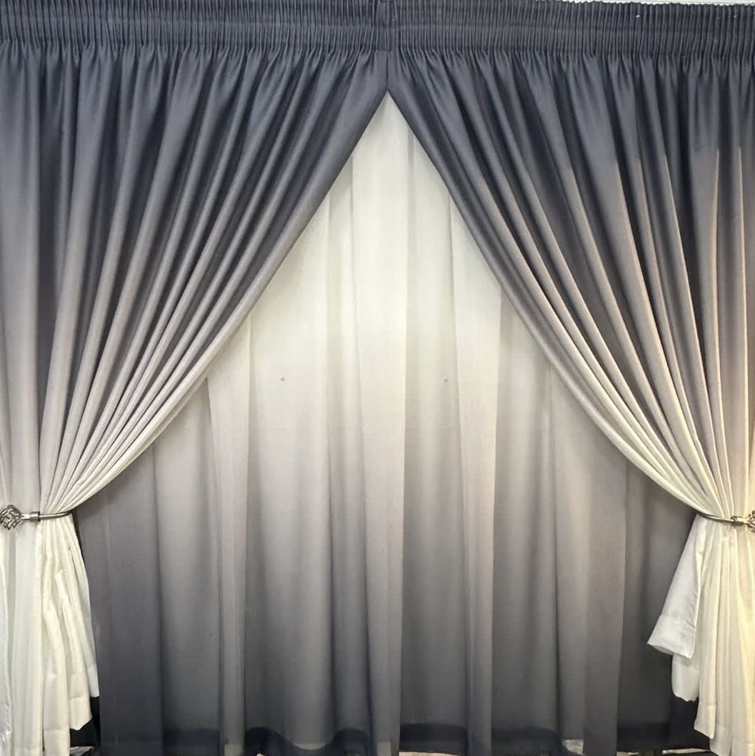 Readymade GreyWhite Two Tone Living Room Taped Curtains Shop Today