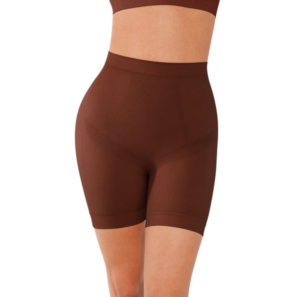 Pear Shapewear Seamless Mid-Waist Smoothing Shorts - Dark Brown