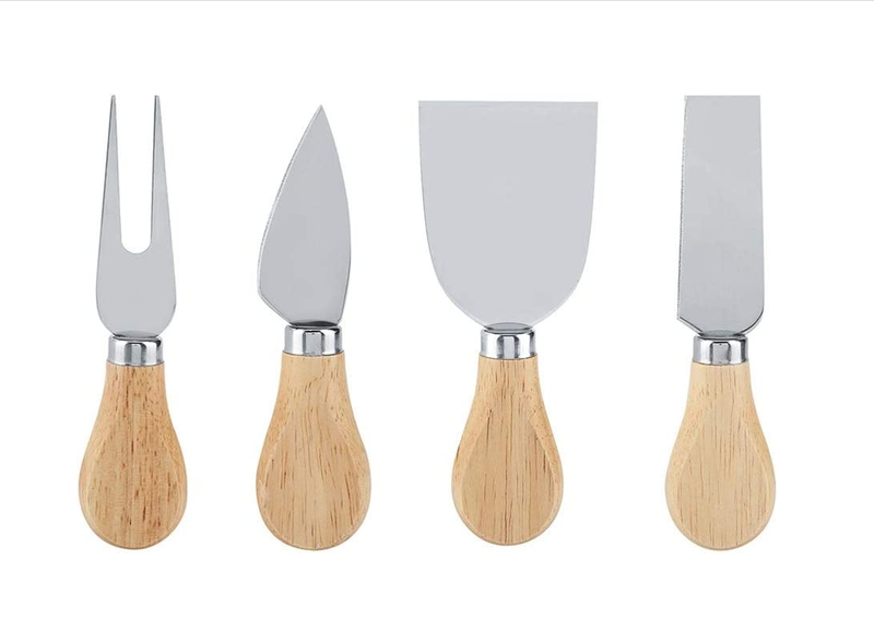Stainless Steel Wooden Handle Cheese Knife Set - 4-Piece
