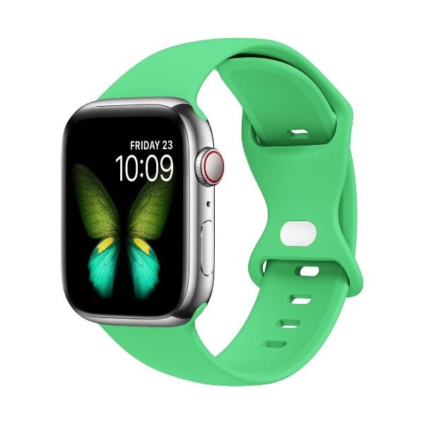 Soft Silicone Dust Proof Sport Watch Band For Apple - Bright Green