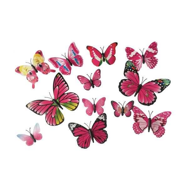 3D Pink Butterfly Wall Stickers/Fridge Magnets