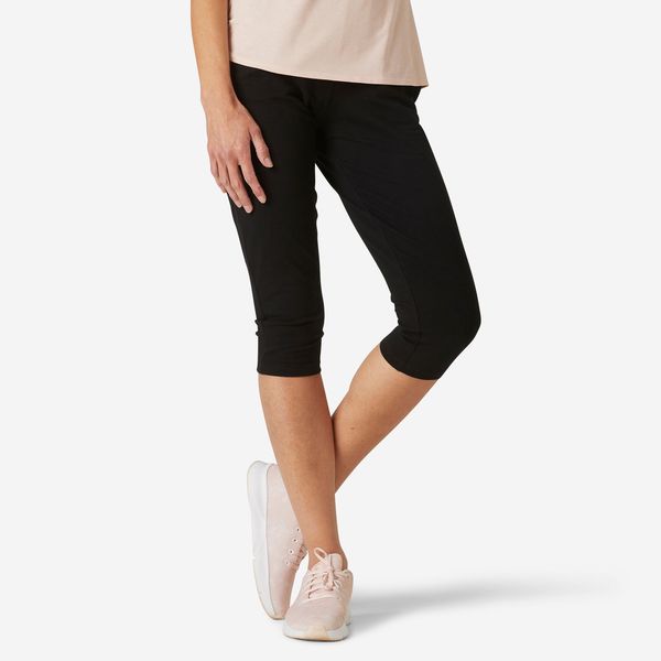 Domyos Fitness Cropped Cotton Leggings Fit+ - Black