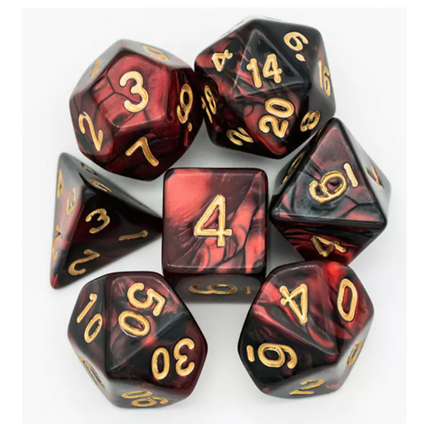 DnD Dice Set - Marbled Dual Colours - 7 Piece - Dungeons and Dragons Dice