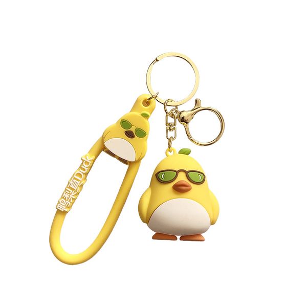 Cartoon Yellow Pear Real Duck Keychain