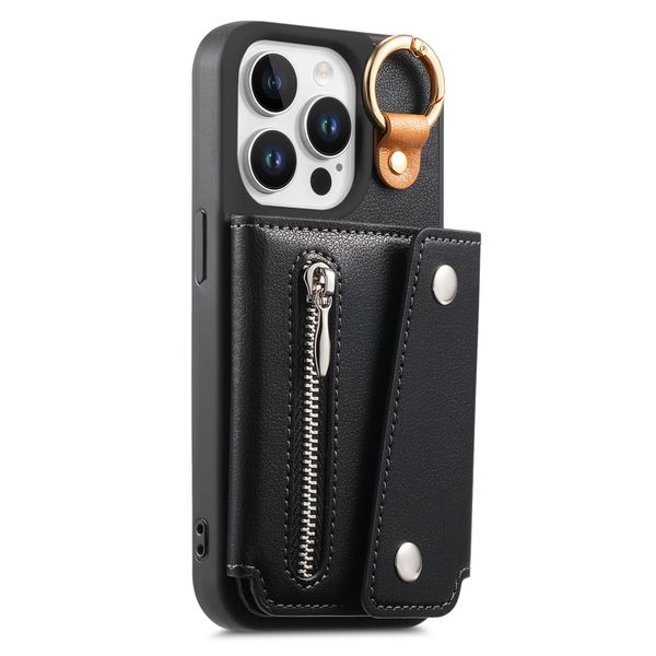Left Right Flip Zipper Wallet Phone Case Compatible with iPhone 13 Pro Max