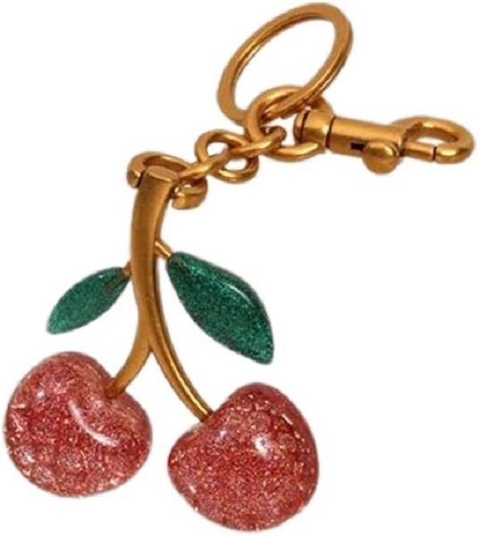Cherrys Shaped Heart Locks Keychain Stylish Woven Charm Pendant