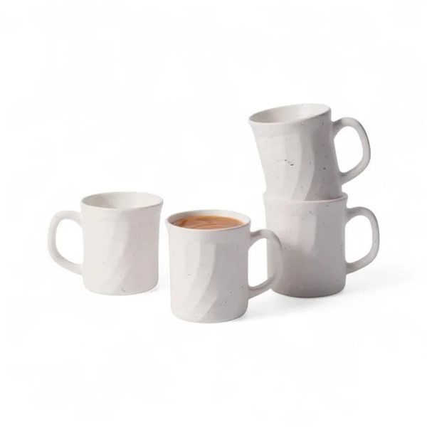 Continental Homeware Rolux Opal Glass 4 Piece 295ml Mug Set White