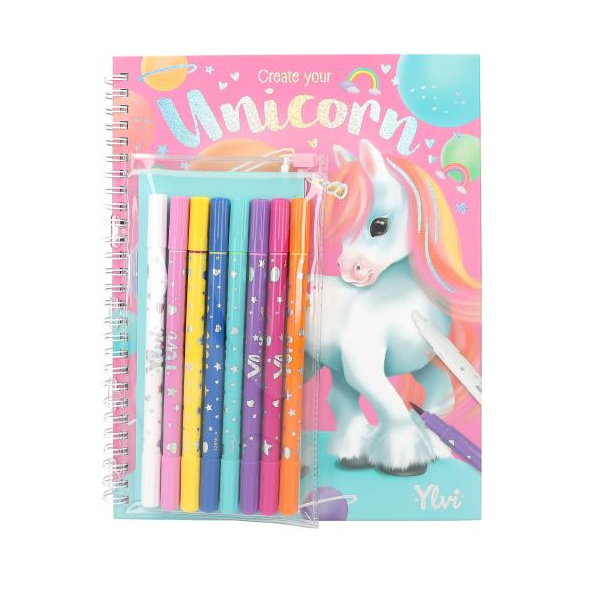 Top Model Ylvi Colouring Book &amp; 7 Double Sided Pens, Magic Pen