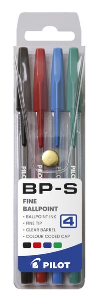 Pilot BP-S Fine Ballpoint Pens - Wallet of 4 Colours