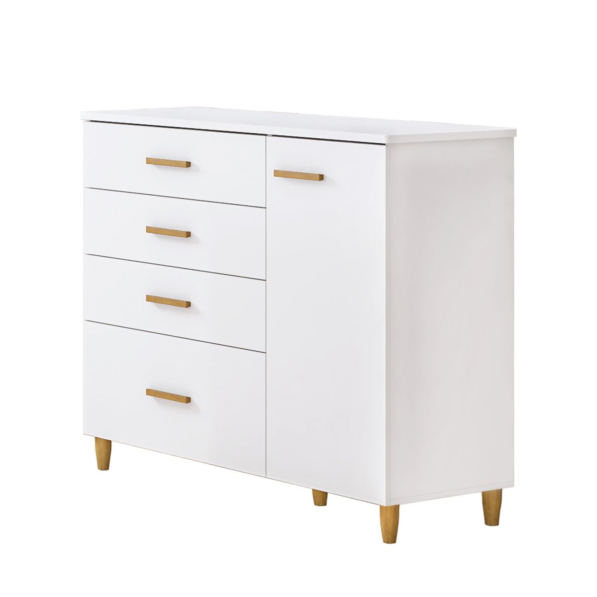 YB Ambiente Milka Chest of 4 Drawers and 1 door, Retro Flatpack Off