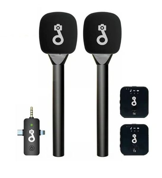 Wireless Dual Lavalier Microphone System -Mic for Interviews Double Clip-On