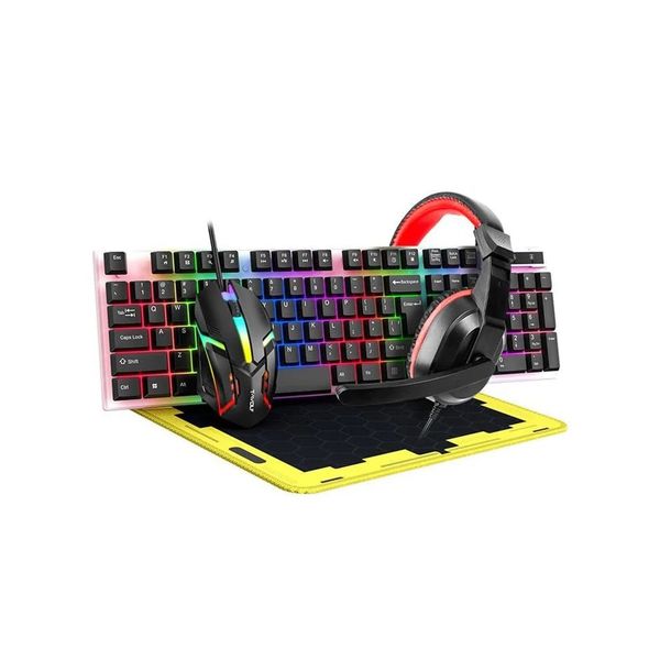 T-WOLF TF240 Wired Headphone Backlight Keyboard Mouse Set with Mouse Pad
