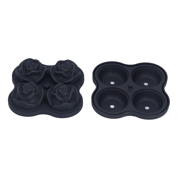 Rose Silicone Ice Ball Mold For Cocktails - 4 Hole