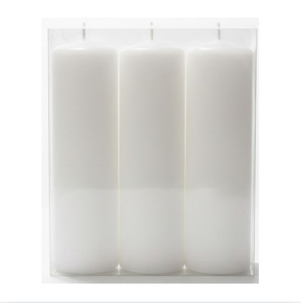 Elegant White Pillar Candle Set for Home Decor - 3 Piece (50x180mm)